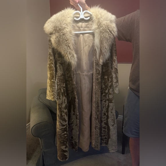 new yorker Jackets & Blazers - Vintage Real Lamb Fur Trench Coat in Tan